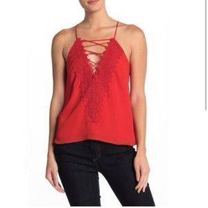 Wayf |Red Lace Tank Top Size XL